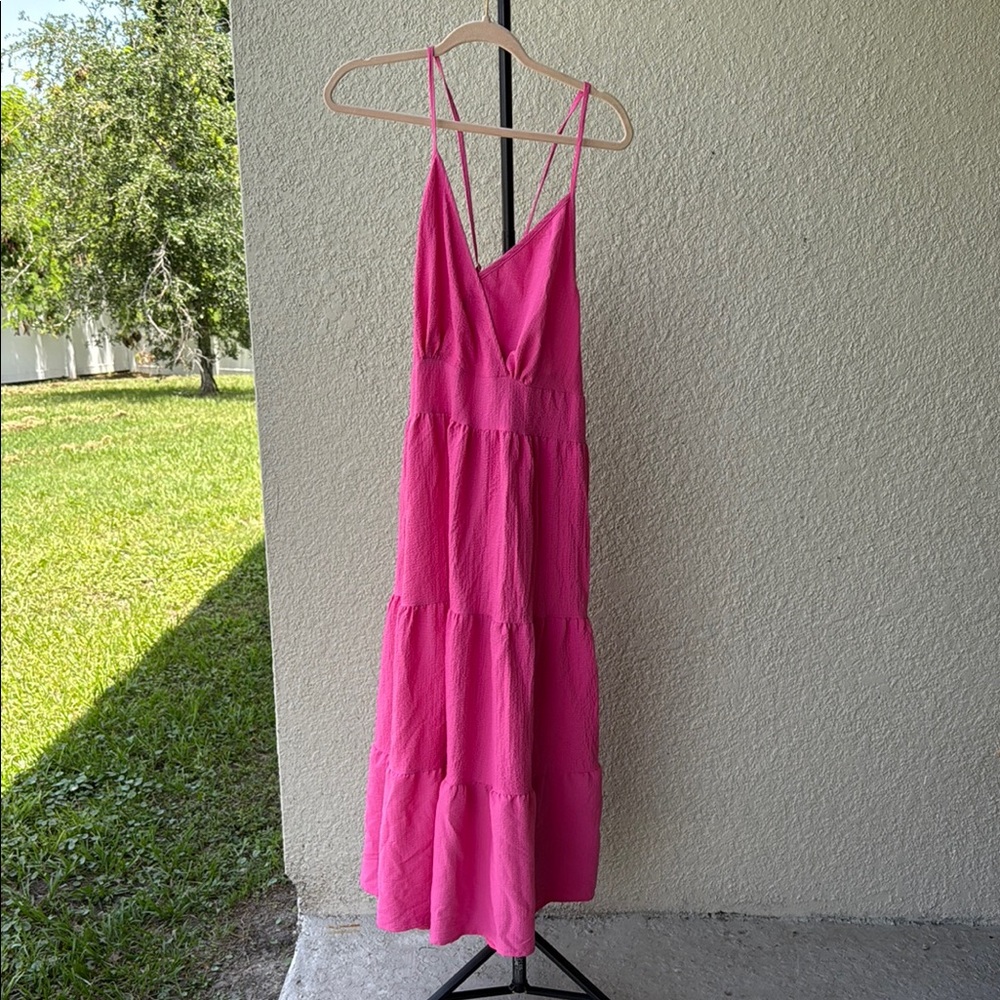 Criss Cross Back Pink Sleeveless Dress